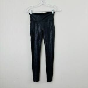 Spanx By Sara Blakely Black Patent Leather Leggings Women’s Size S Petite